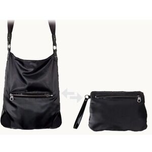 COOEI Black Packable Messenger‎ Bag (Folds to Clutch)